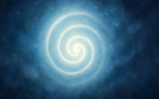 Espiral luminosa representando el Origen antes del tiempo, símbolo de expansión cósmica y memoria sagrada